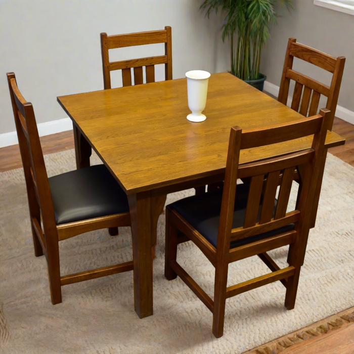 Mission Style White Oak Square Dining Table Set - (2 Colors Available) - Michael's Cherry (MC1)