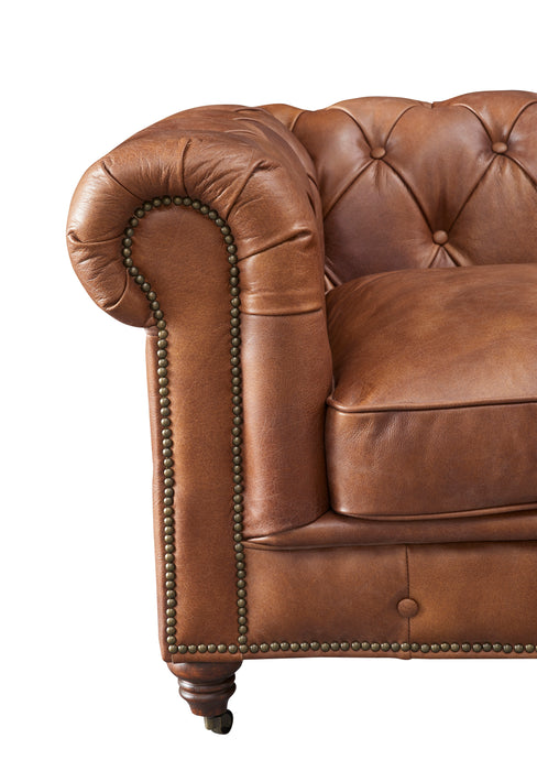 Century Chesterfield Arm Chair - Bark Brown Leather