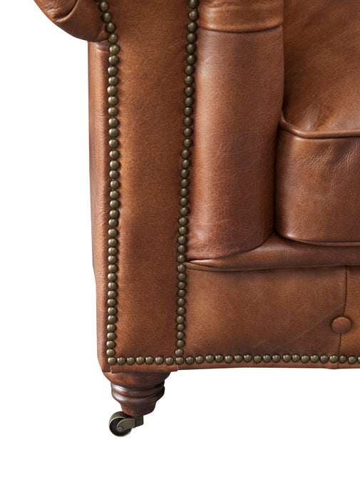 Century Chesterfield Arm Chair - Bark Brown Leather
