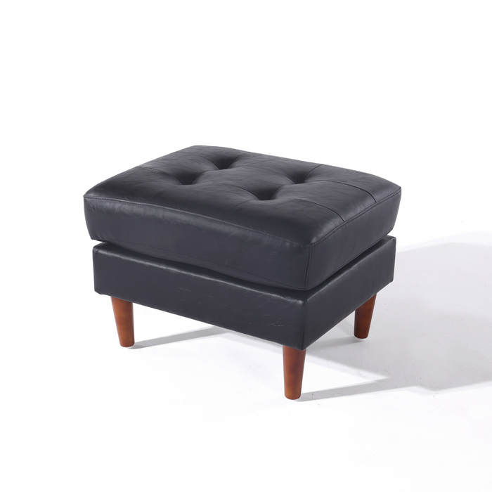 Cosmic Modern Leather Ottoman / Footstool - Black