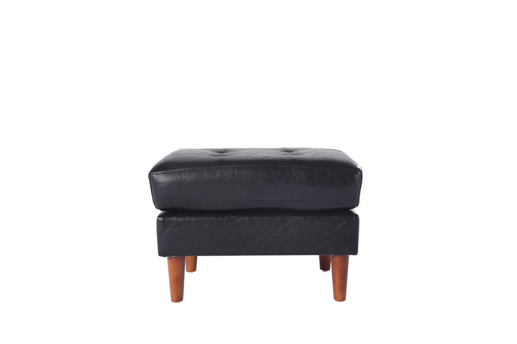 Cosmic Modern Leather Ottoman / Footstool - Black