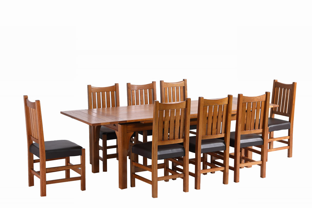Mission Stow Leaf Table with Solid Oak Slat Back Chairs - Michael's Cherry