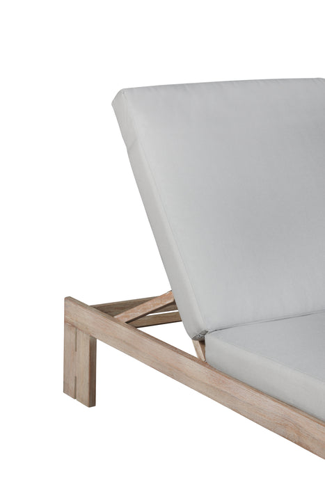 Paradiso Outdoor Teak Natural Look Chaise - Gray Fabric