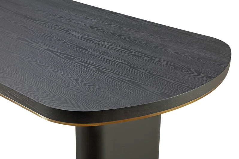 Azalea Wood and Metal Oval Dining Table in Black and Brass