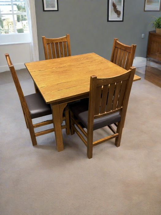 Mission White Oak Square Dining Table with Set of 4 chairs