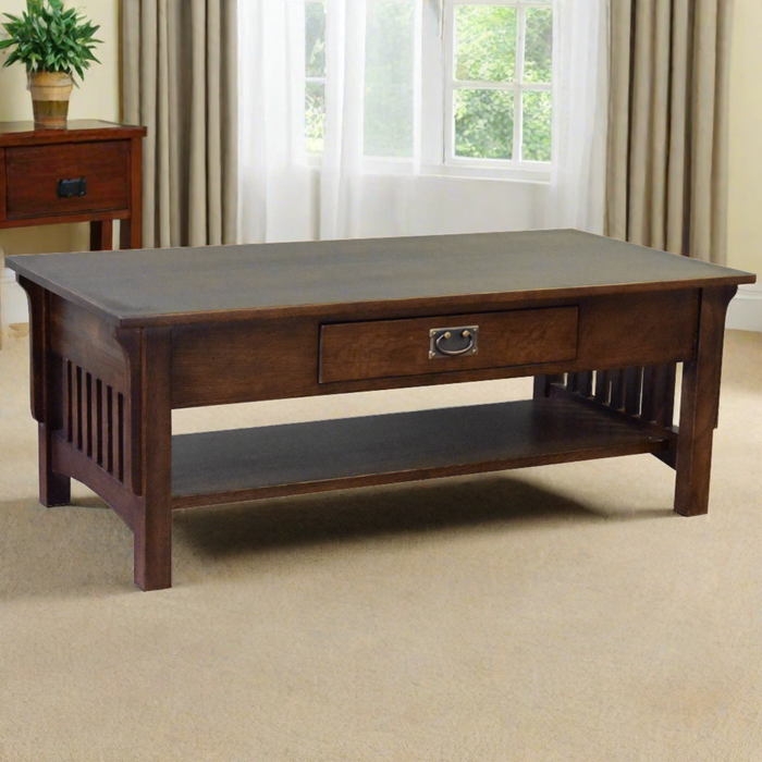 Mission Crofter Style 1 Drawer Coffee Table - Walnut Stain