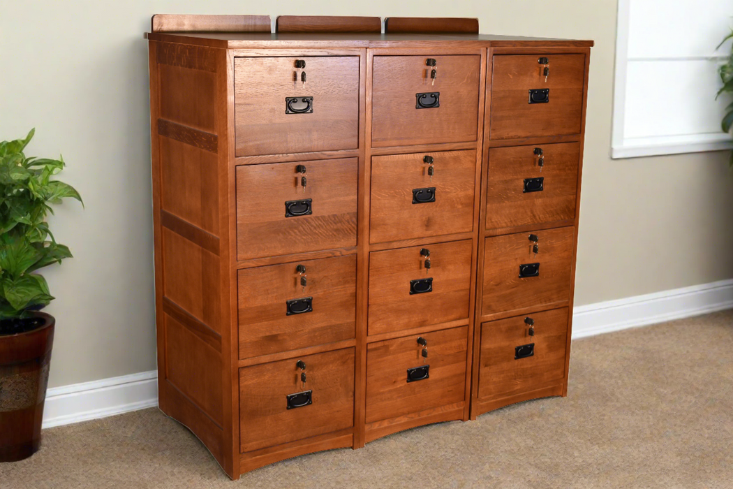 Mission Solid Oak 4 Drawer File Cabinet