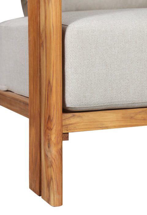 Paradiso Outdoor Solid Teak Wood Sofa - Gray Fabric