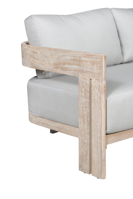 Paradiso Teak Wood Sofa Natural Look - Light Grey Fabric