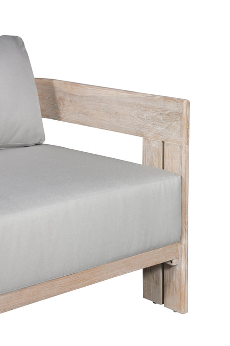 Paradiso Outdoor Solid Teak Wood Love seat - Light Gray Fabric