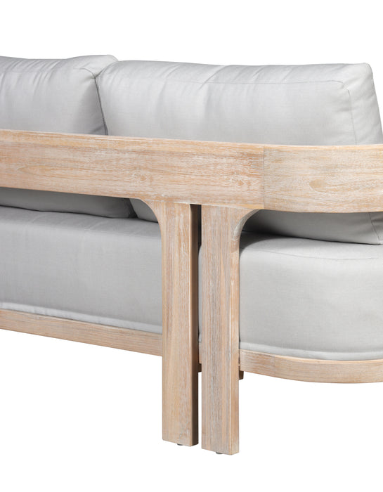 Paradiso Outdoor Solid Teak Wood Love seat - Light Gray Fabric