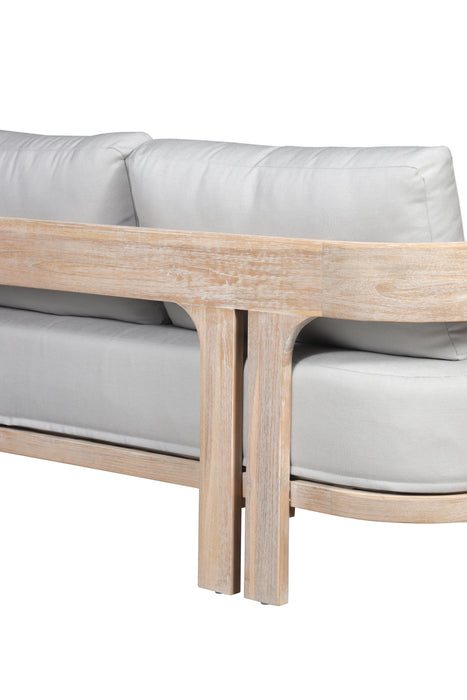 Paradiso Teak Wood Sofa Natural Look - Light Grey Fabric