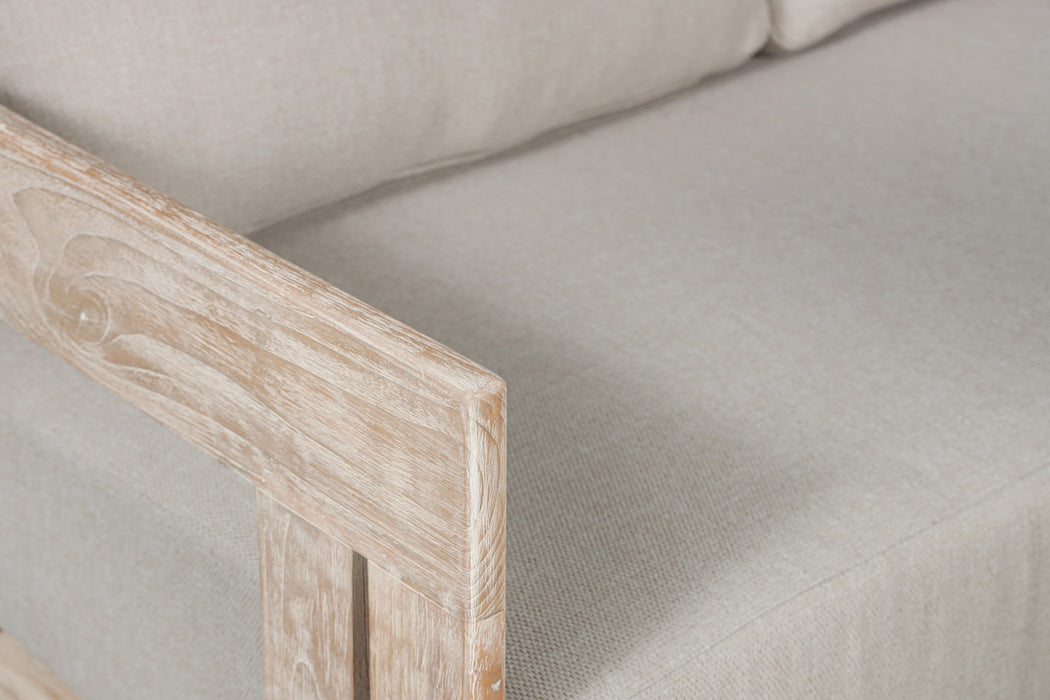 Paradiso Teak Wood Sofa Natural Look - Gray Fabric
