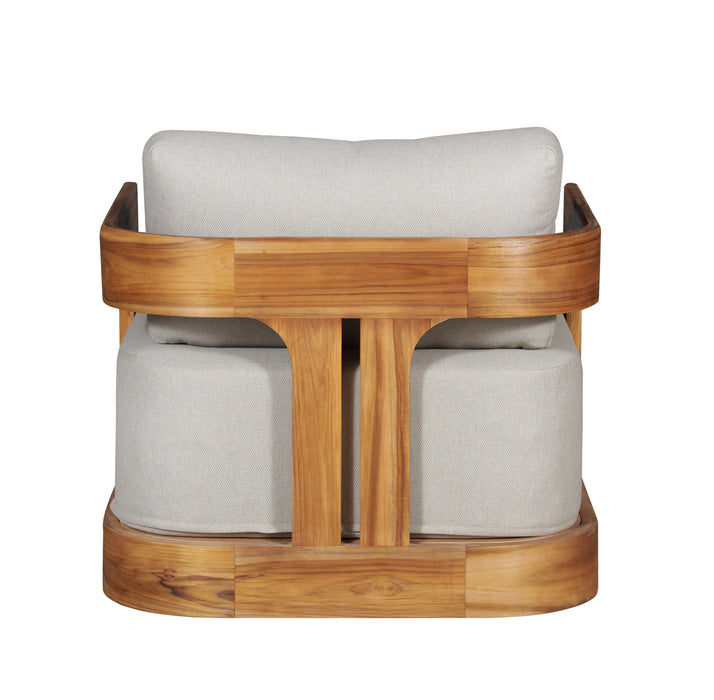 Paradiso Outdoor Solid Teak Swivel Chair - Gray Fabric
