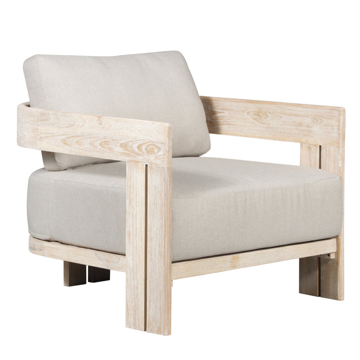 Paradiso Outdoor Solid Teak Wood Chair Natural look - Grey fabric