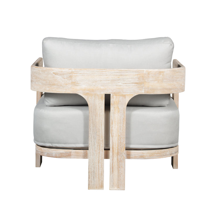Paradiso Outdoor Solid Teak Wood Chair Natural look - Light Grey fabric