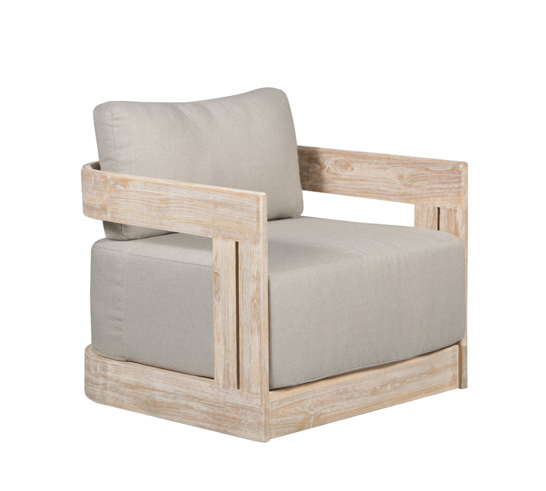 Paradiso Outdoor Teak Natural Look Swivel Chair - Gray Fabric