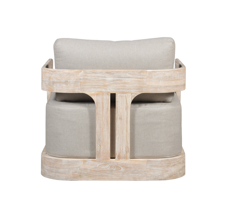 Paradiso Outdoor Teak Natural Look Swivel Chair - Gray Fabric