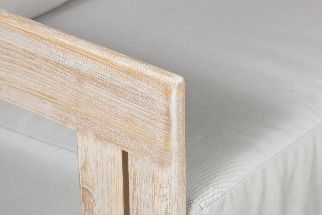 Paradiso Outdoor Teak Natural Look Swivel Chair - Light Grey Fabric