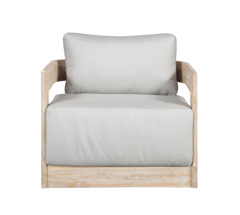 Paradiso Outdoor Teak Natural Look Swivel Chair - Light Grey Fabric
