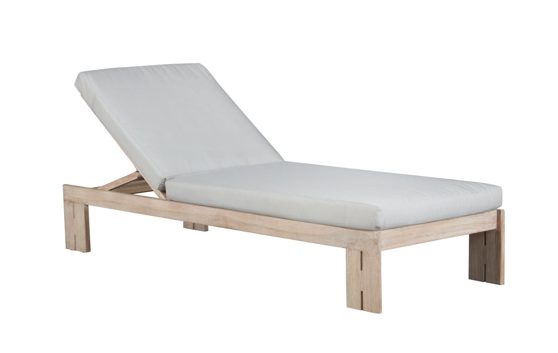 Paradiso Outdoor Teak Natural Look Chaise - Gray Fabric