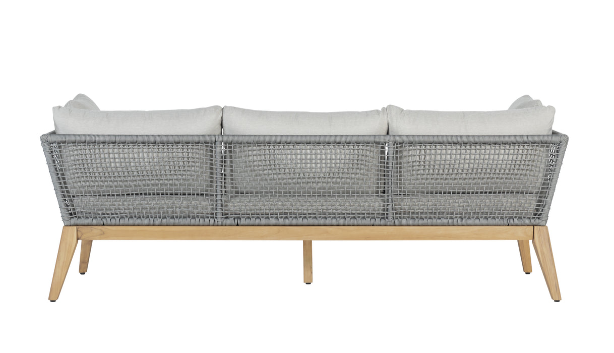 Cypress Teak Wood Sofa with Gray Color Rope Design