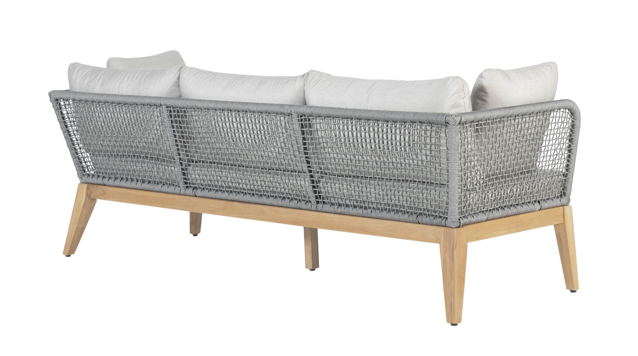 Cypress Teak Wood Sofa with Gray Color Rope Design