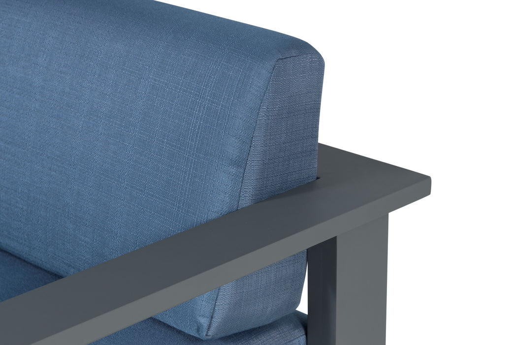 Sardinia Aluminum Frame Outdoor 84" Sofa - Blue Cushions