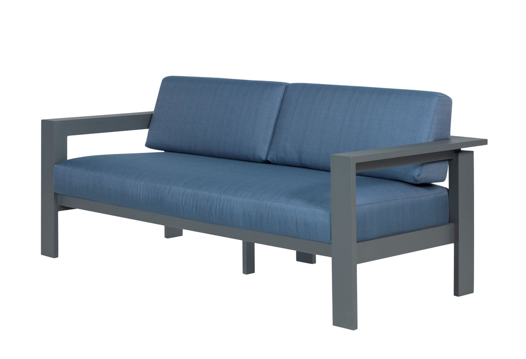 Sardinia Aluminum Frame Outdoor 74" Love seat / Sofa - Blue Cushions
