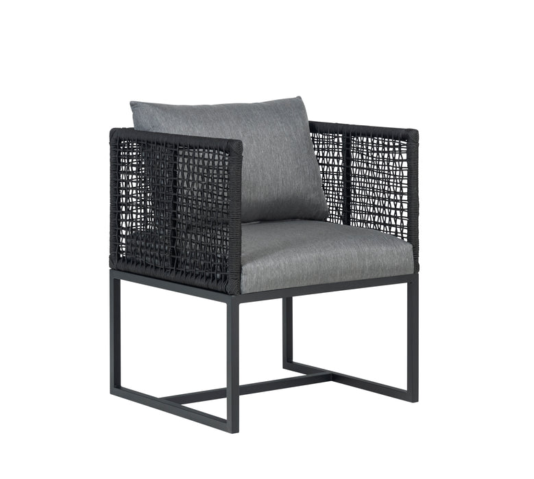 Pair of Sardinia Outdoor Aluminum Dining Chair with Rope Design - Black