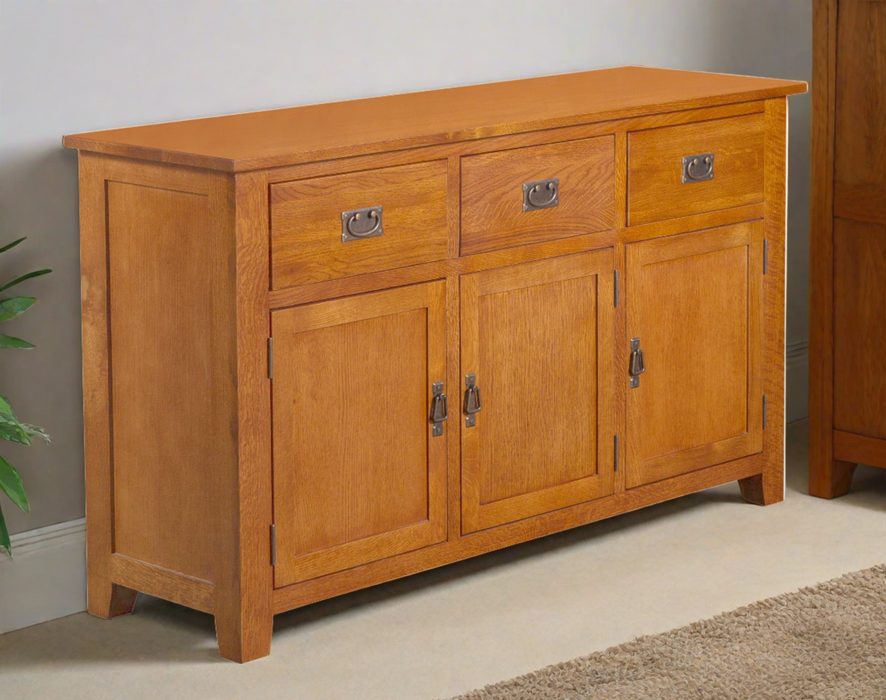 Mission Solid Oak 3 Drawer 3 Door Sideboard - Michael's Cherry (MC-A) - 59"