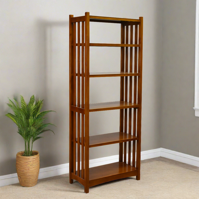 Preorder Mission Spindle Side 5 Shelf Bookcase - Michael's Cherry (MC1)