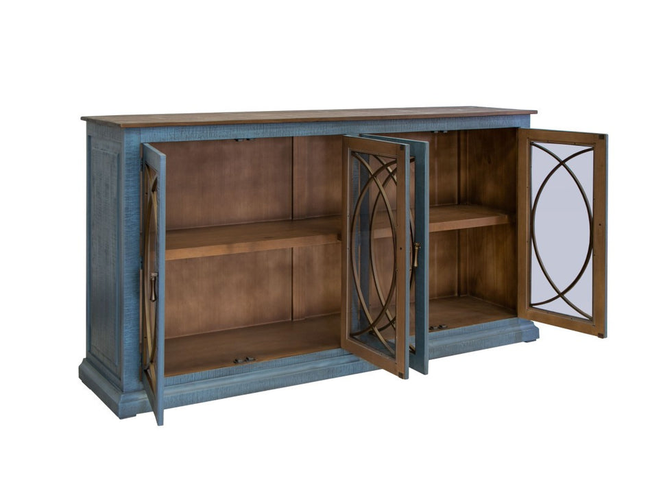 Nordic Rustic Modern Blue Console / Sideboard - 77"