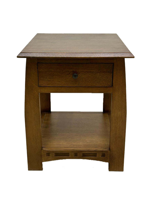Mission Quarter Sawn White Oak 1 Drawer Inlay End Table - Walnut stain