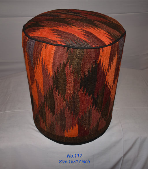 One of a Kind Kilim Rug Pouf Ottoman foot stool - #117 - Crafters and Weavers
