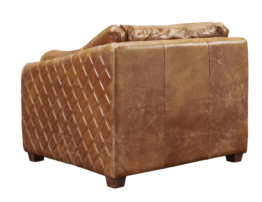 Waco Rustic Modern Arm Chair - Light Brown Leather - Crafters and Weavers
