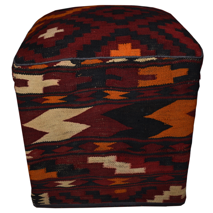 One of a Kind Kilim Rug Pouf Ottoman foot stool - #18 - Crafters and Weavers