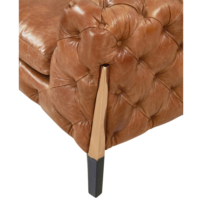 PREORDER Olivia Contemporary Tufted Chesterfield Arm Chair - Light Brown Leather - Crafters and Weavers