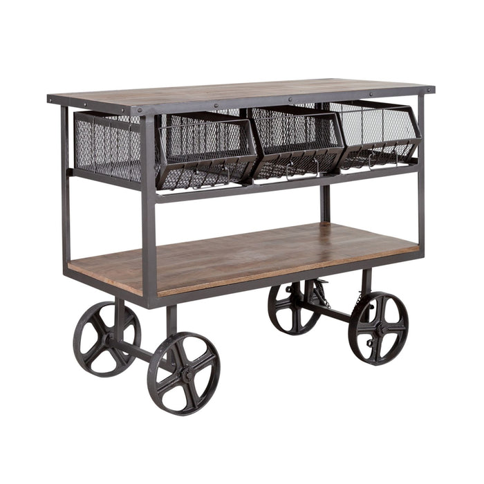 Farmhouse Solid Wood and Metal Kitchen Cart