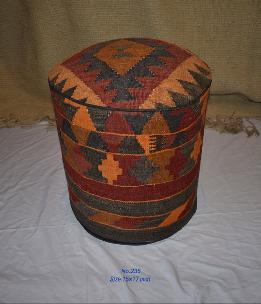 One of a Kind Kilim Rug Pouf Ottoman foot stool - #235 - Crafters and Weavers