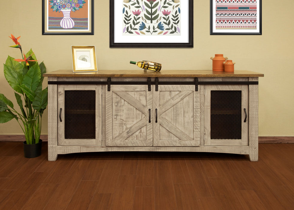 Greenview Sliding Door Distressed Gray TV Stand - 60", 70", 80"