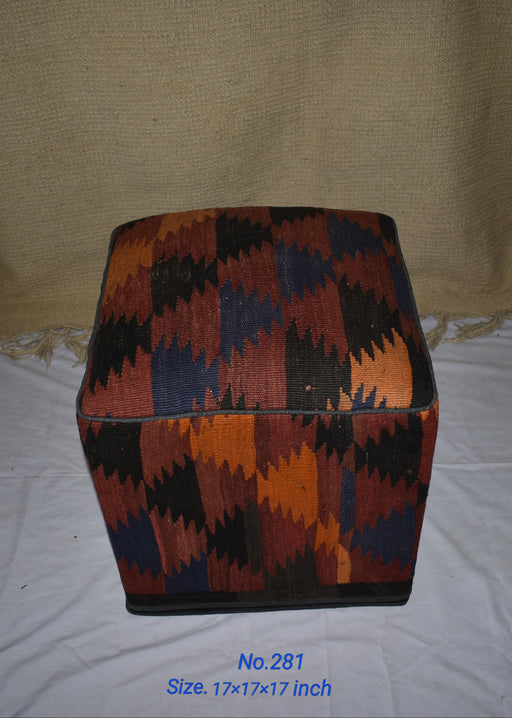 One of a Kind Kilim Rug Pouf Ottoman foot stool - #281 - Crafters and Weavers