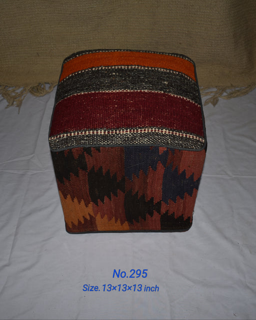 One of a Kind Kilim Rug Pouf Ottoman foot stool - #295 - Crafters and Weavers