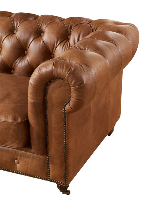 Century Chesterfield Arm Chair - Light Brown Leather