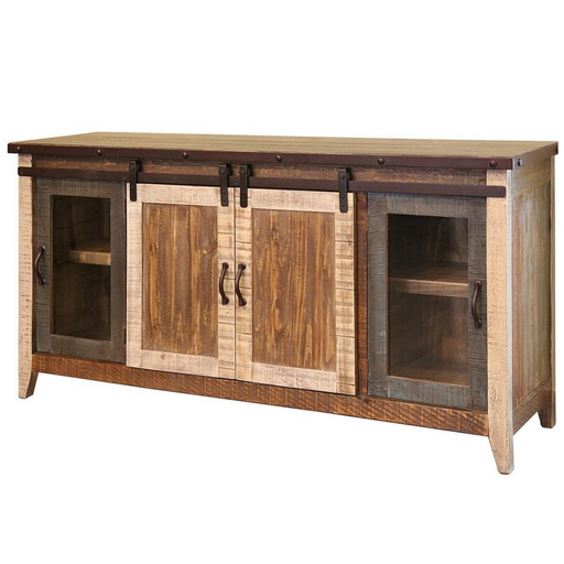 Greenview Multi-Color Sliding Door TV Stand - 70" - Crafters and Weavers
