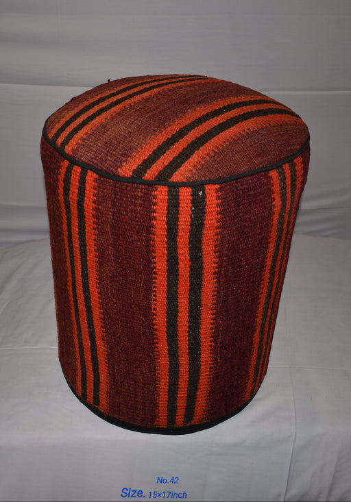 One of a Kind Kilim Rug Pouf Ottoman foot stool - #42 - Crafters and Weavers