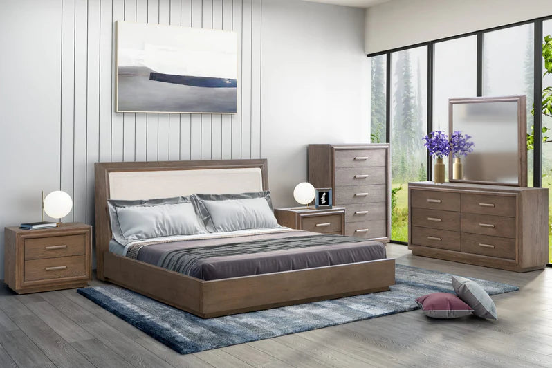 Dawson Linen Upholstered Wood Platform Bedroom Set