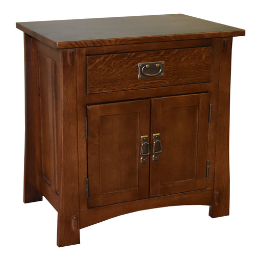 Mission Style Solid Oak Nightstand Model A3 - Walnut Stain - Crafters and Weavers