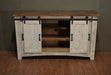 Greenview Sliding Door Distressed White TV Stand - 60" - Crafters and Weavers