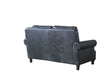 English Rolled Arm Love Seat - Slate Leather - Crafters and Weavers